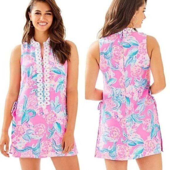 NWT Lilly Pulitzer Jonna Romper Size 0 Prosecco Pink Blue Tropical Print - Picture 1 of 14